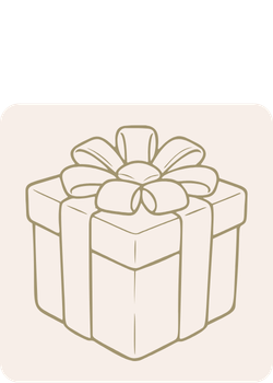 Outline of a gift box with a bow on a beige background