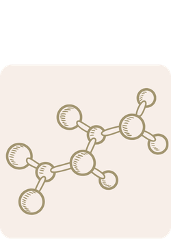 Illustration of a molecular structure on a beige background