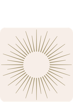 Decorative sunburst design on a beige background