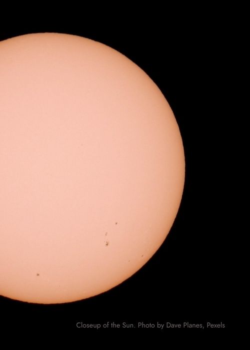 Close-up of the Sun with a black background