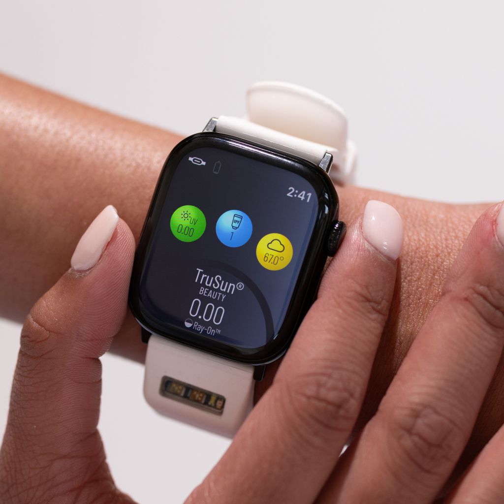 BURŪV TruSun(R) Beauty app displayed on a person's wrist